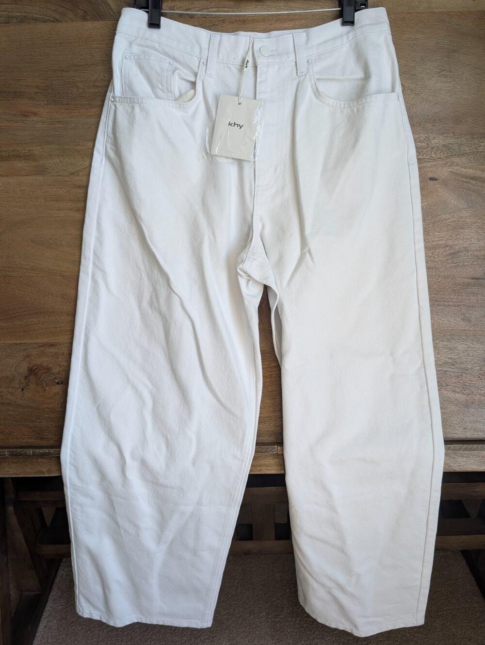 NWT Khy by Kylie Jenner Jeans Womens 27 White Denim Classic Low Rise Wide Leg